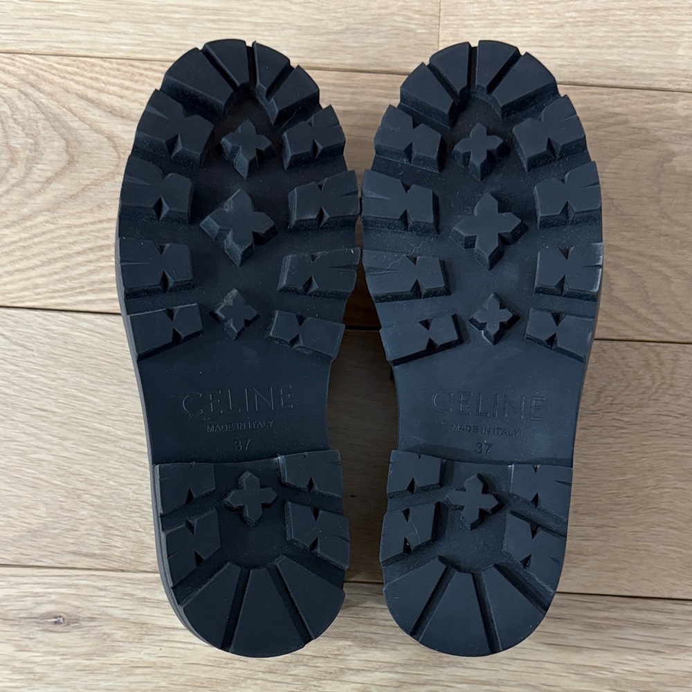 Celine Black Leather Loafers with Gold Hardware size 37 / US 7 - Picture 2 of 7